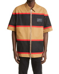 Burberry Holmstall Stripe Short Sleeve Zip Shirt