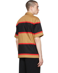 Burberry Tan Black Zippered Short Sleeve Shirt