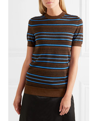 Prada Striped Metallic Wool Blend Sweater