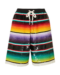 Ashish Striped Sequined Cotton Shorts
