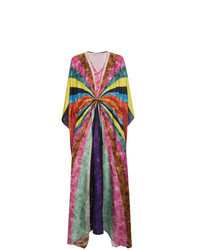 Multi colored Horizontal Striped Silk Beach Dress