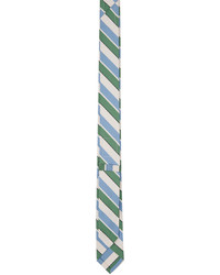 Thom Browne Off White Blue Bold Rep Stripe Classic Tie
