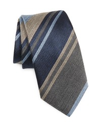 David Donahue Stripe Silk Tie In Greyblue At Nordstrom