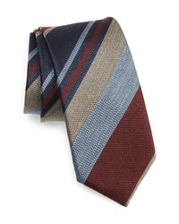 David Donahue Stripe Silk Tie In Redbluetaupe At Nordstrom