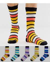 ASOS DESIGN Ankle Socks With Stripes 5 Pack