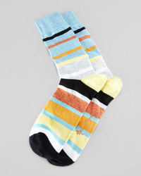 Rob-ert Arthur George By Robert Kardashian Space Dye Stripes Socks Tealmulti