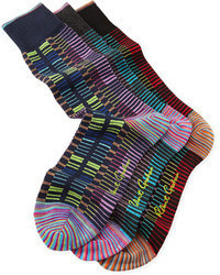 Robert Graham Campe Multi Stripe Socks 3 Pairs