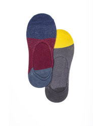 K. Bell Color Block 2 Pack Shoe Liner Socks