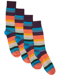 Paul Smith Four Pack Multicolor Artist Stripe Socks