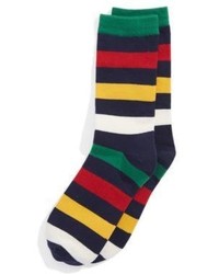 Hudsons Bay Company Yipes Stripes Socks Navy Multi Stripe