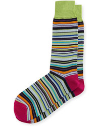 Neiman Marcus Mercerized Multi Stripe Socks