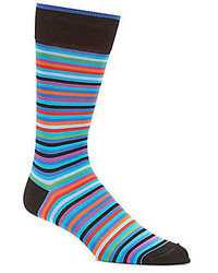 Bugatchi Multi Colored Stripe Mid Calf Socks