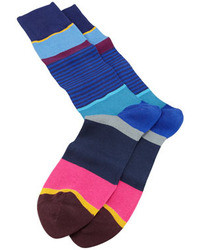 Paul Smith Multicolored Step Stripe Socks Navy