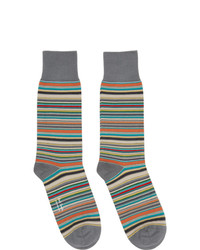Paul Smith Two Pack Black And Grey Signature Stripe Socks