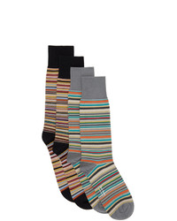 Paul Smith Two Pack Black And Grey Signature Stripe Socks