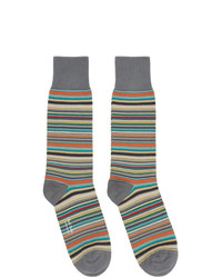 Paul Smith Two Pack Blue And Grey Signature Stripe Socks