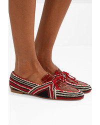 Gabriela Hearst Hays Croc Effect Leather And Crocheted Loafers