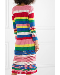 Mira Mikati Striped Ribbed And Crocheted Cotton Dress