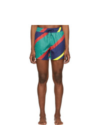 Multi colored Horizontal Striped Swim Shorts