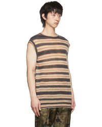 Dries Van Noten Brown Mohair Stripe T Shirt