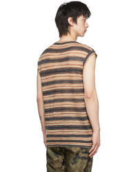 Dries Van Noten Brown Mohair Stripe T Shirt