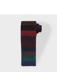 Paul Smith Dark Multi Coloured Stripe Silk Knitted Tie