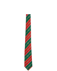 Gucci Green And Red Silk Chain Tie