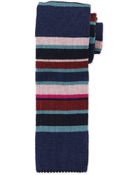 Paul Smith Multi Stripe Knit Silk Tie Multicolornavy