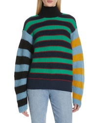 Kenzo Colorblock Stripe Mohair Wool Blend Sweater