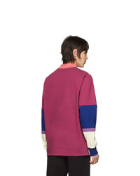Aimé Leon Dore Purple Striped Monogram Mock Neck T Shirt