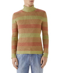 Gucci Stripe Linen Silk Turtleneck Sweater