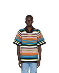 Multi colored Horizontal Striped V-neck T-shirt
