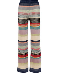 Multi colored Horizontal Striped Wide Leg Pants