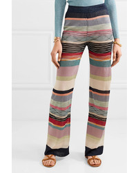 Missoni Striped Metallic Crochet Knit Wide Leg Pants