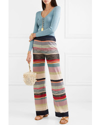 Missoni Striped Metallic Crochet Knit Wide Leg Pants