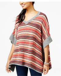 Multi colored Horizontal Striped Wool Poncho
