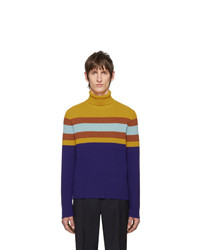 Multi colored Horizontal Striped Wool Turtleneck