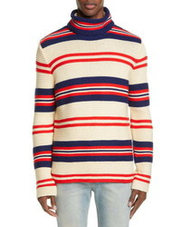 Gucci Stripe Mock Neck Cotton Wool Sweater