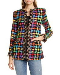 Multi colored Houndstooth Tweed Jacket