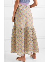Missoni Tiered Metallic Crochet Knit Maxi Skirt