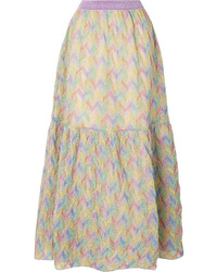 Missoni Tiered Metallic Crochet Knit Maxi Skirt