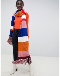 ASOS DESIGN Knitted Multi Stripe Super Long Scarf With Tassels