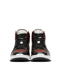 Balmain Black And Red B Ball High Top Sneakers