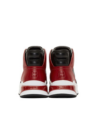 Balmain Black And Red B Ball High Top Sneakers