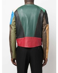 Moschino Panelled Zip Up Leather Jacket