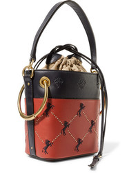 Chloé Roy Mini Studded Embroidered Leather Bucket Bag