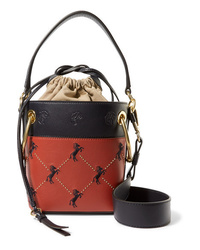 Chloé Roy Mini Studded Embroidered Leather Bucket Bag