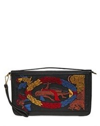 Kokon To Zai Tarot Embroidery Leather Clutch