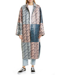 Stand Studio Stacy Snake Print Patchwork Faux Leather Coat