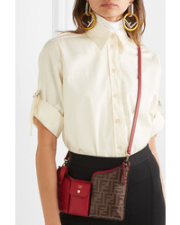 Fendi Embossed Leather Shoulder Bag